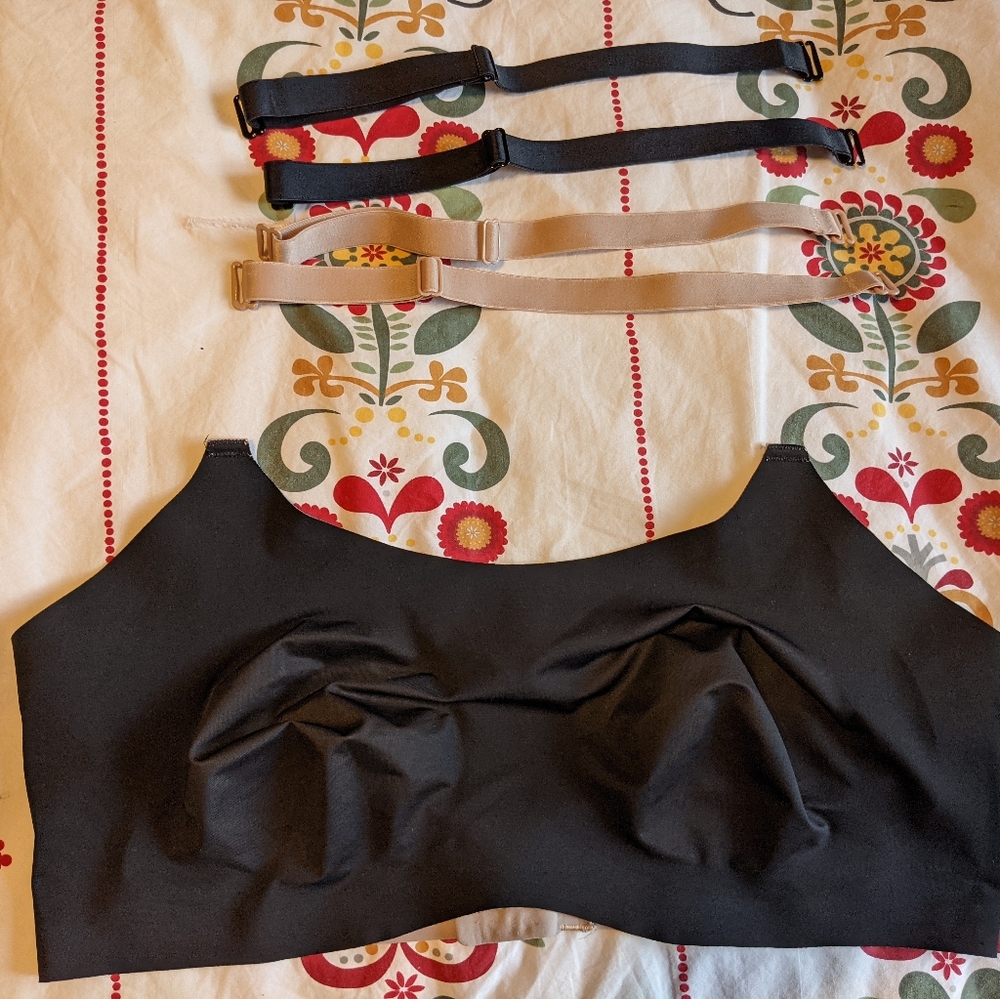 knix evolution bra size 8 black/beige